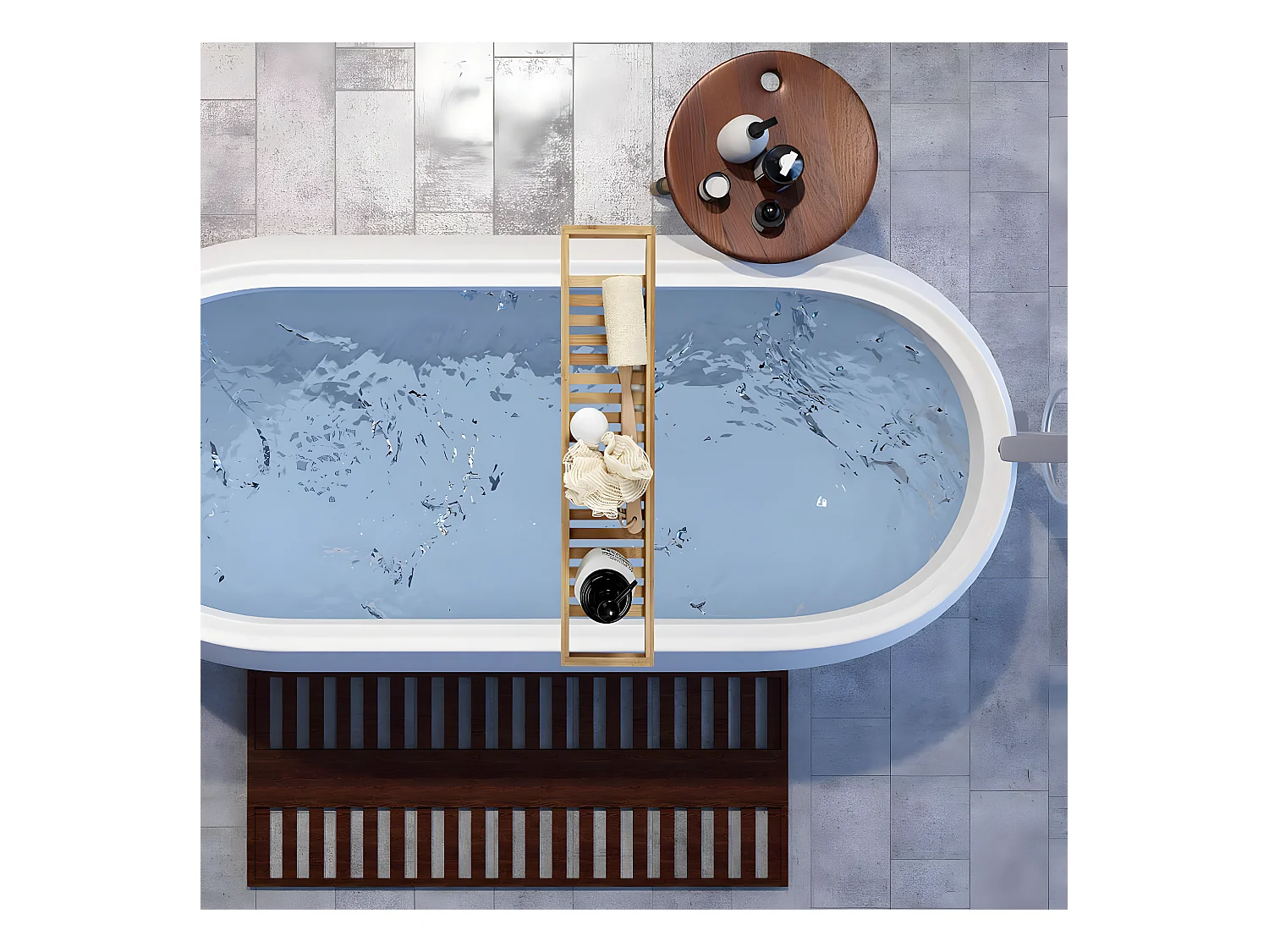 LAZEN - Plateau pour Baignoire en Bambon Longueur 68cm