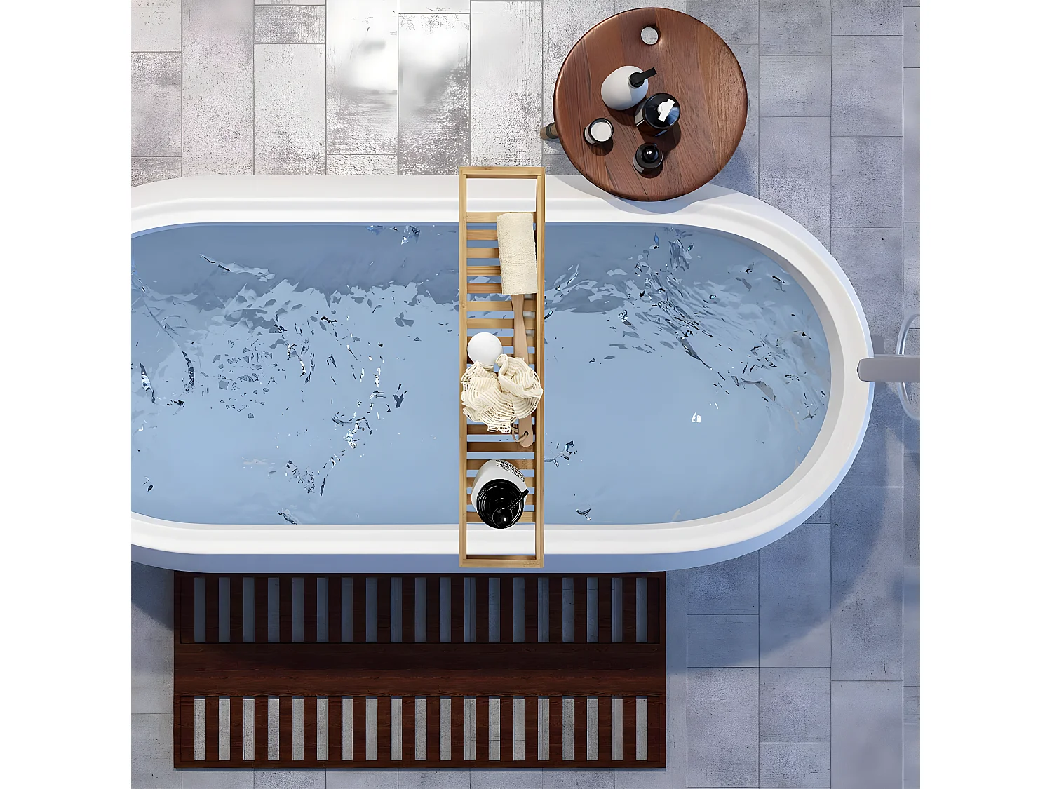 LAZEN - Plateau pour Baignoire en Bambon Longueur 68cm