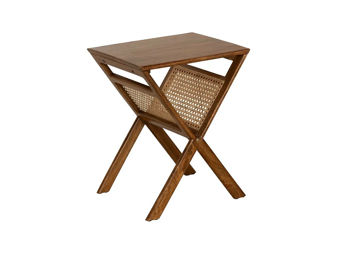 Revistero de madera de mango y caña Paloma