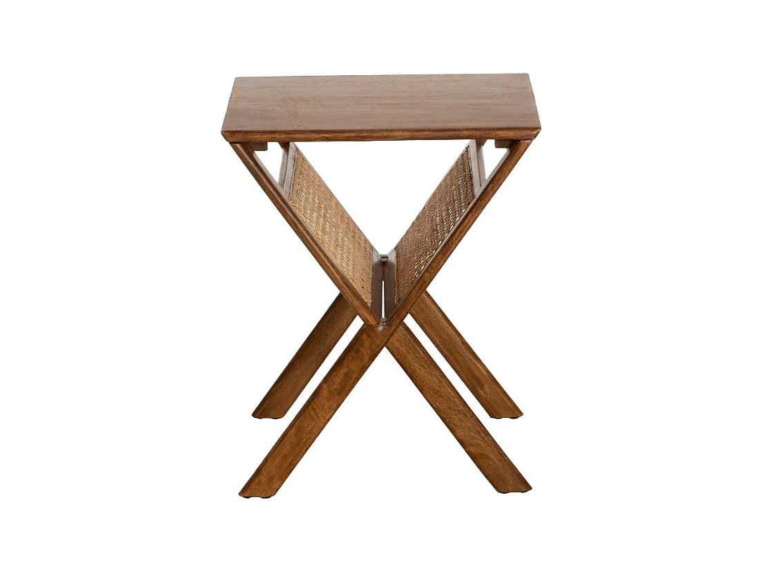 Revistero de madera de mango y caña Paloma