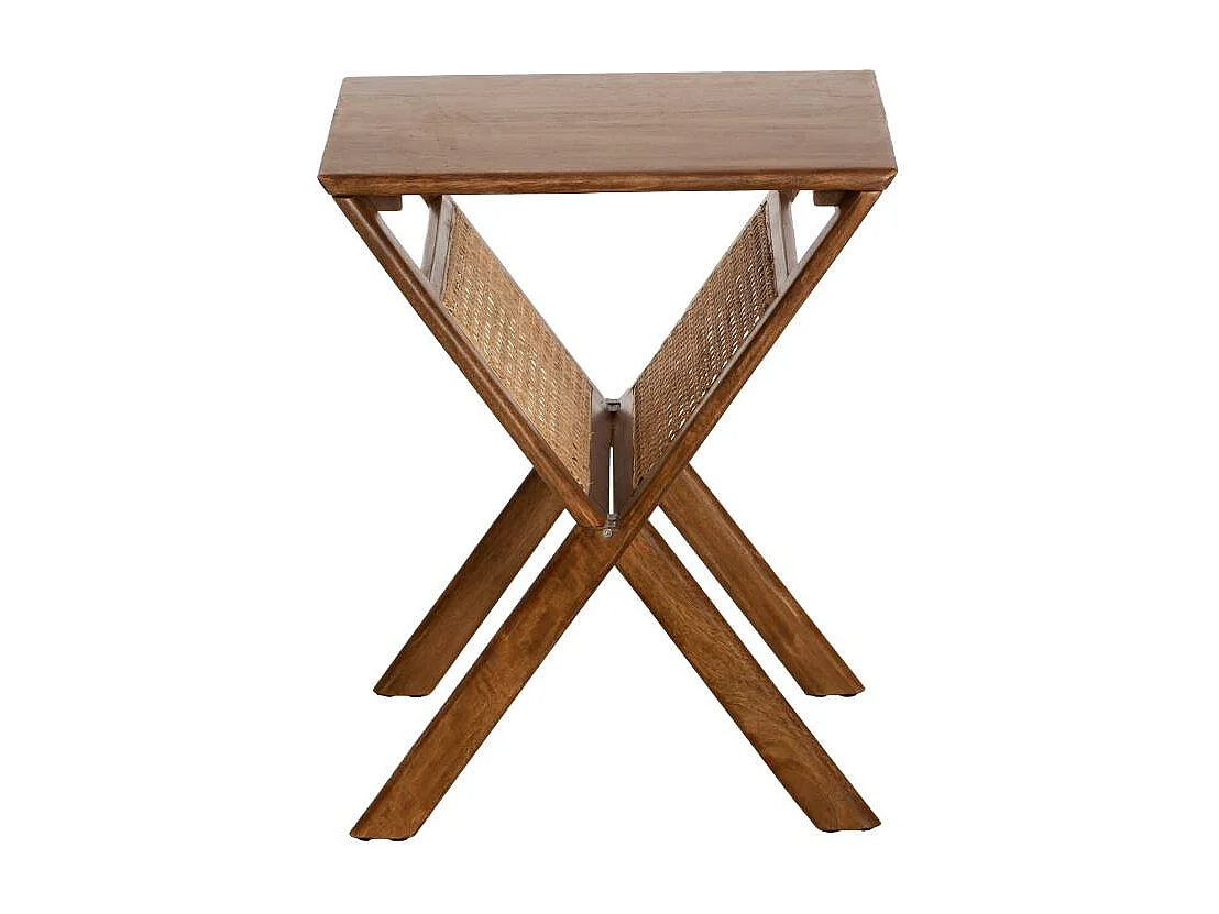 Porte revue en bois de manguier et cannage Charline