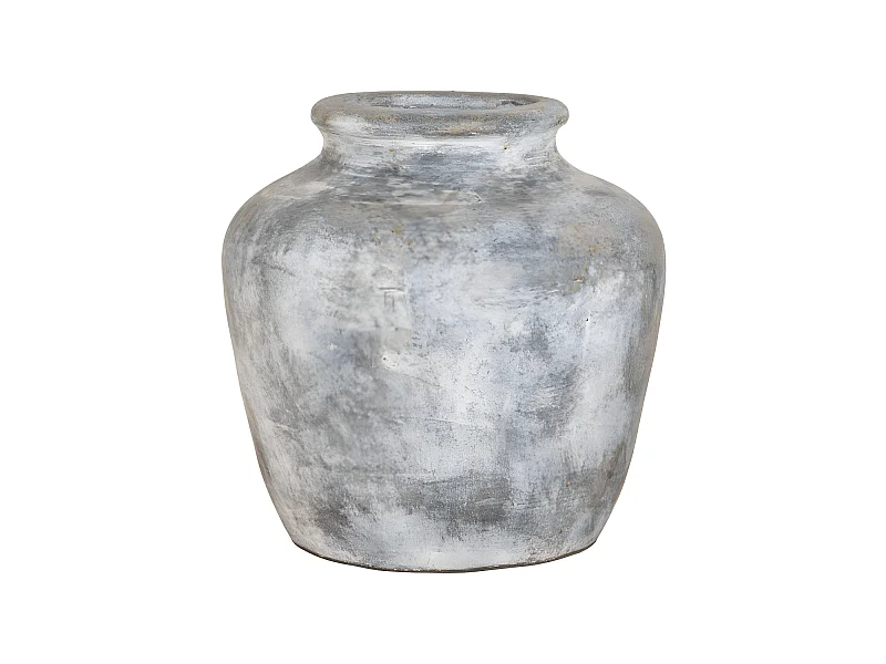 Santo - Vase en terre cuite à effet vieilli H30cm - Couleur - Gris