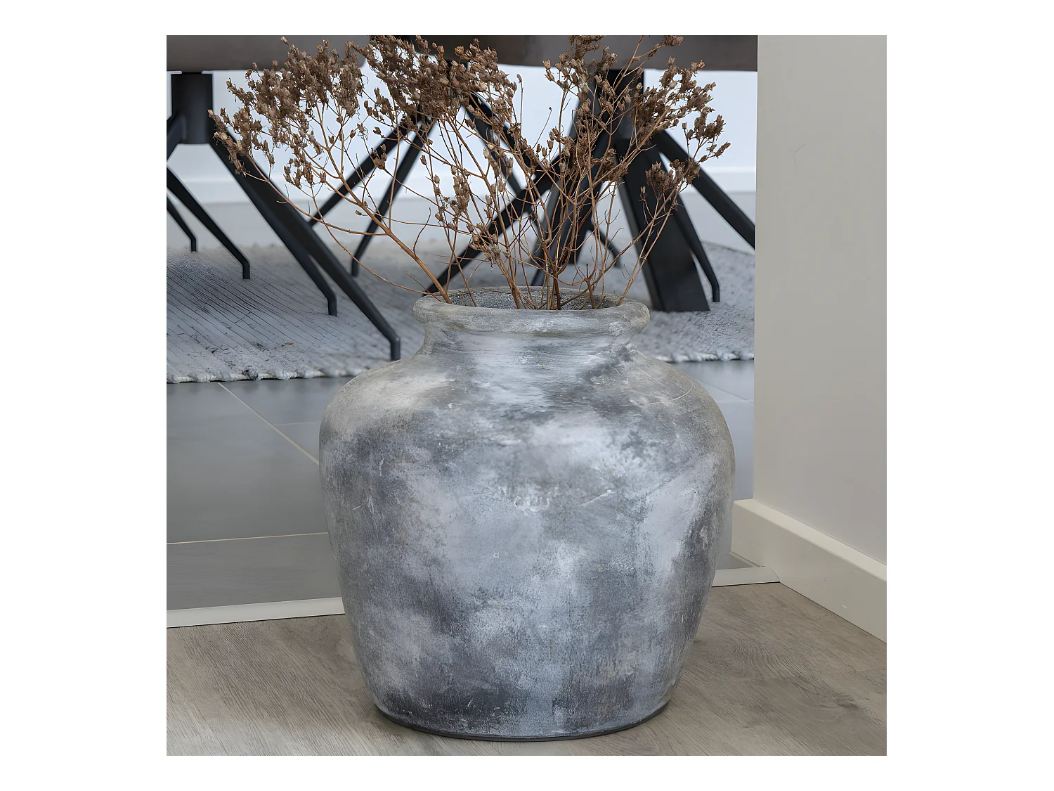 Santo - Vase en terre cuite à effet vieilli H30cm - Couleur - Gris