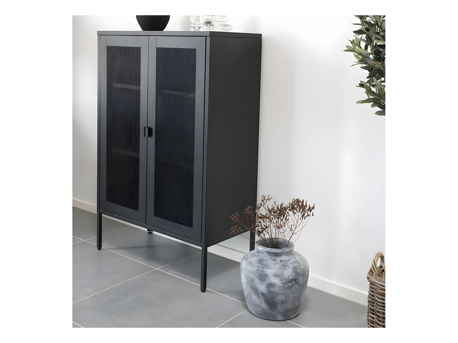 Santo - Vase en terre cuite à effet vieilli H30cm - Couleur - Gris