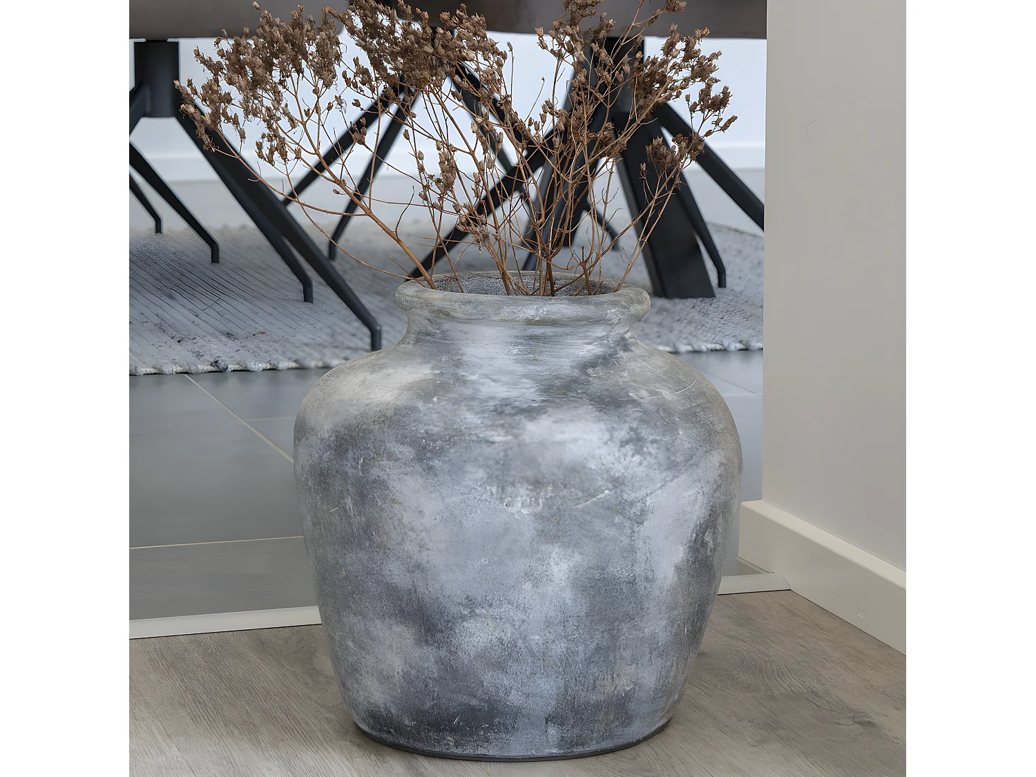 Santo - Vase en terre cuite à effet vieilli H30cm - Couleur - Gris
