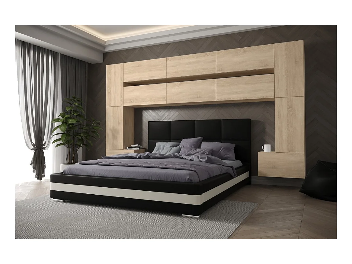 Tête de lit avec rangement Armoire - pont de lit PANAMAP7/M/S/5-1C chêne sonoma 300x213x35cm