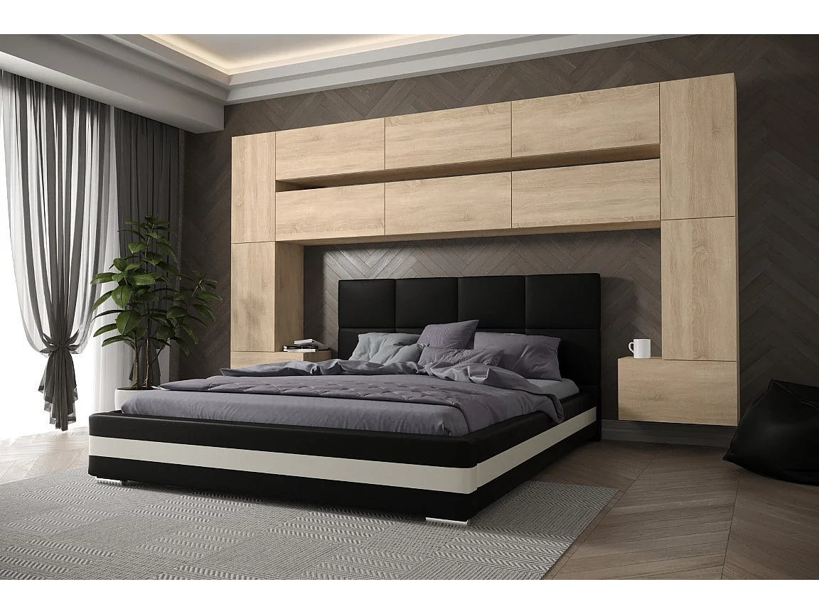 Tête de lit avec rangement Armoire - pont de lit PANAMAP7/M/S/5-1C chêne sonoma 300x213x35cm