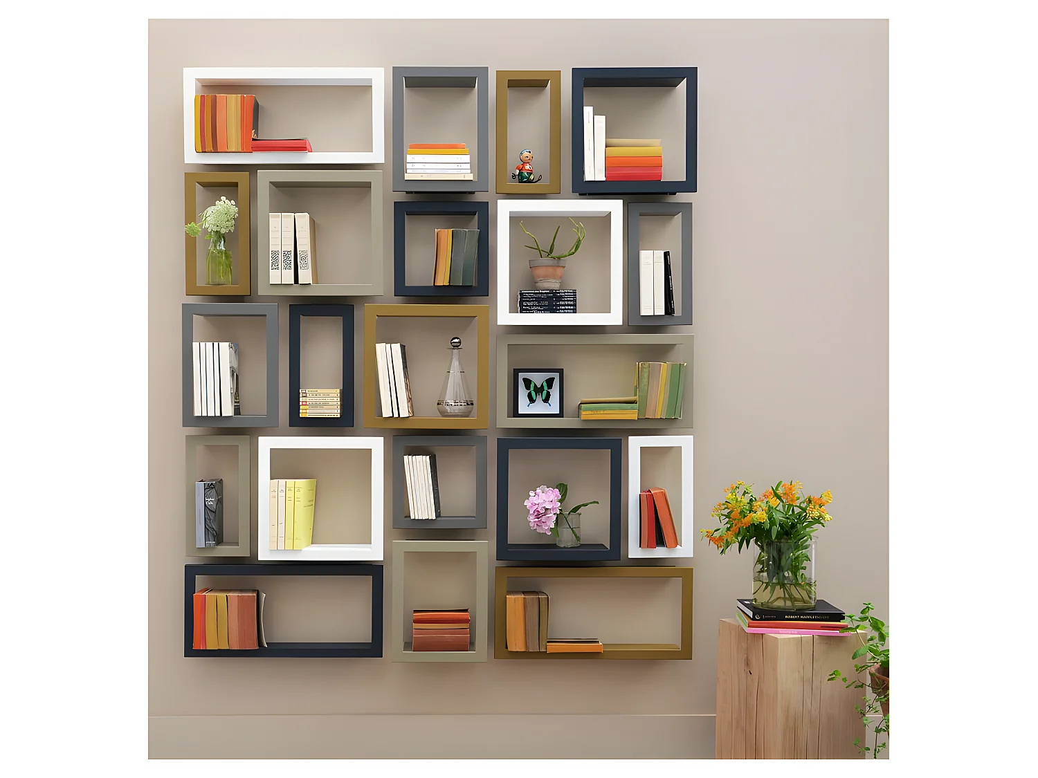Etagère design Stick Carré (prof. 8.5cm) Gris  Presse Citron