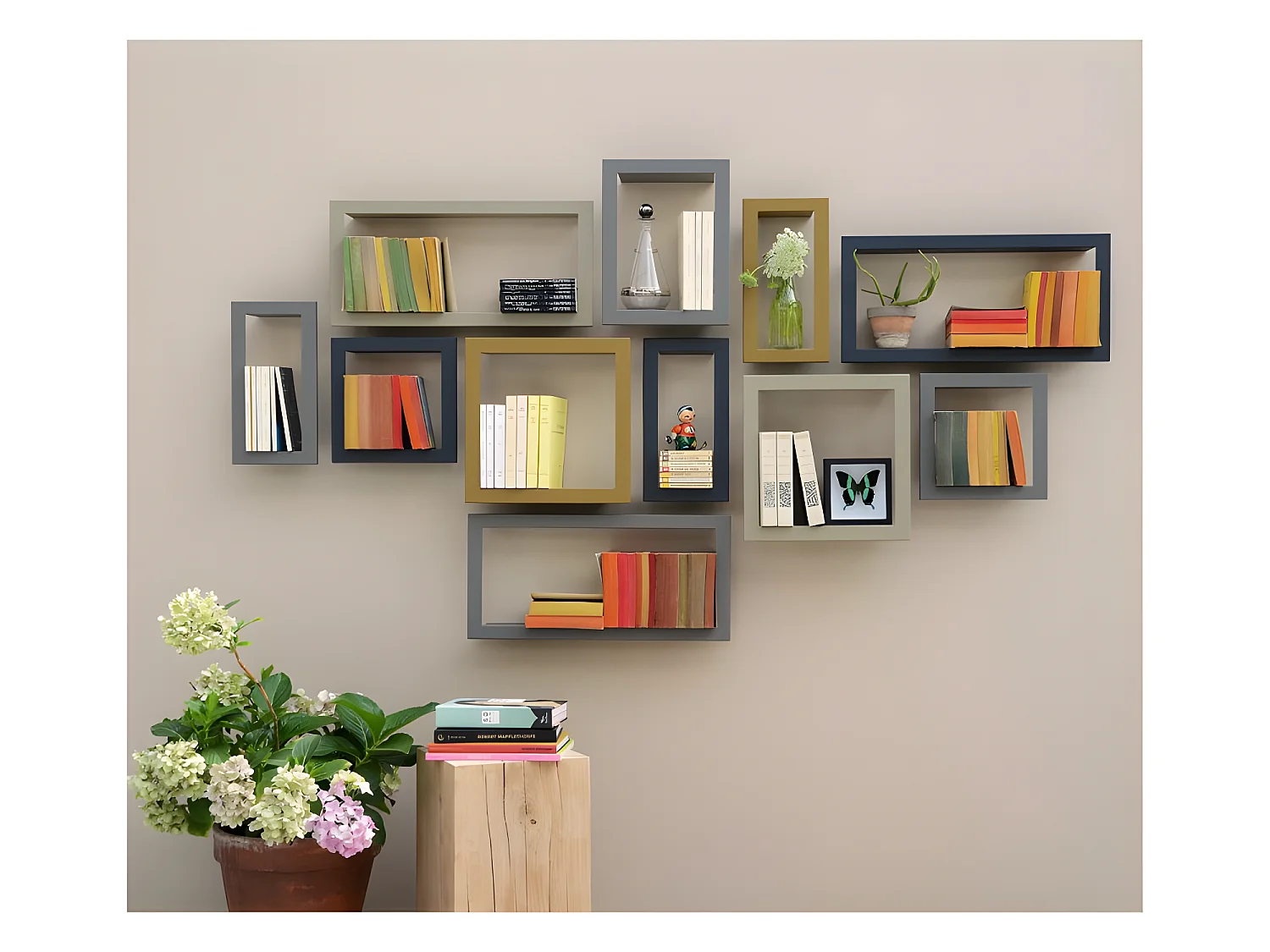Etagère design Stick Carré (prof. 8.5cm) Gris  Presse Citron