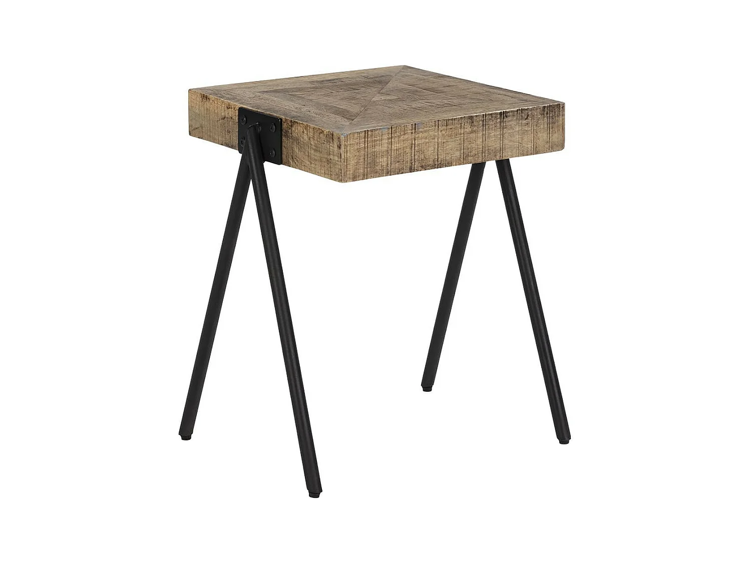 ECAMA - Table d'Appoint Rectangulaire en Bois de Manguier et Métal Noir