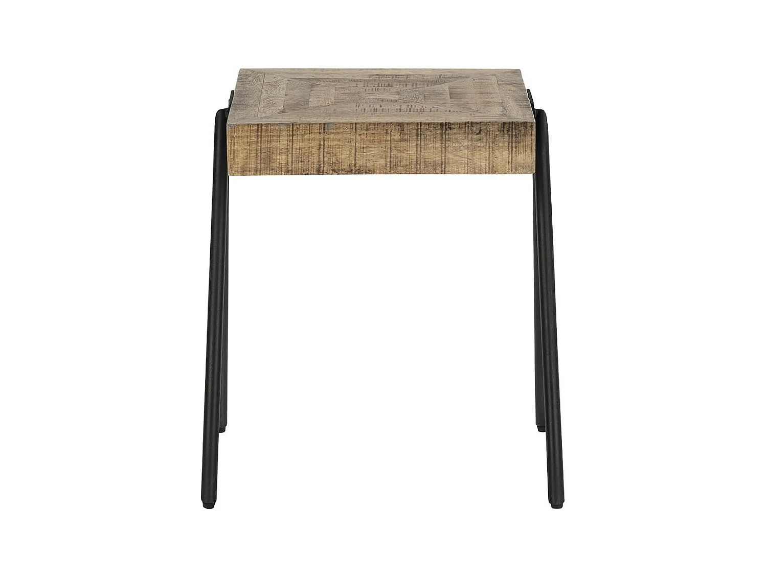 ECAMA - Table d'Appoint Rectangulaire en Bois de Manguier et Métal Noir