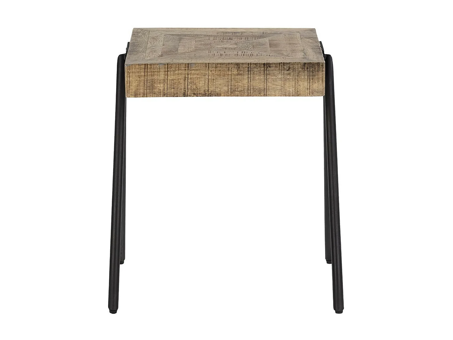 ECAMA - Table d'Appoint Rectangulaire en Bois de Manguier et Métal Noir