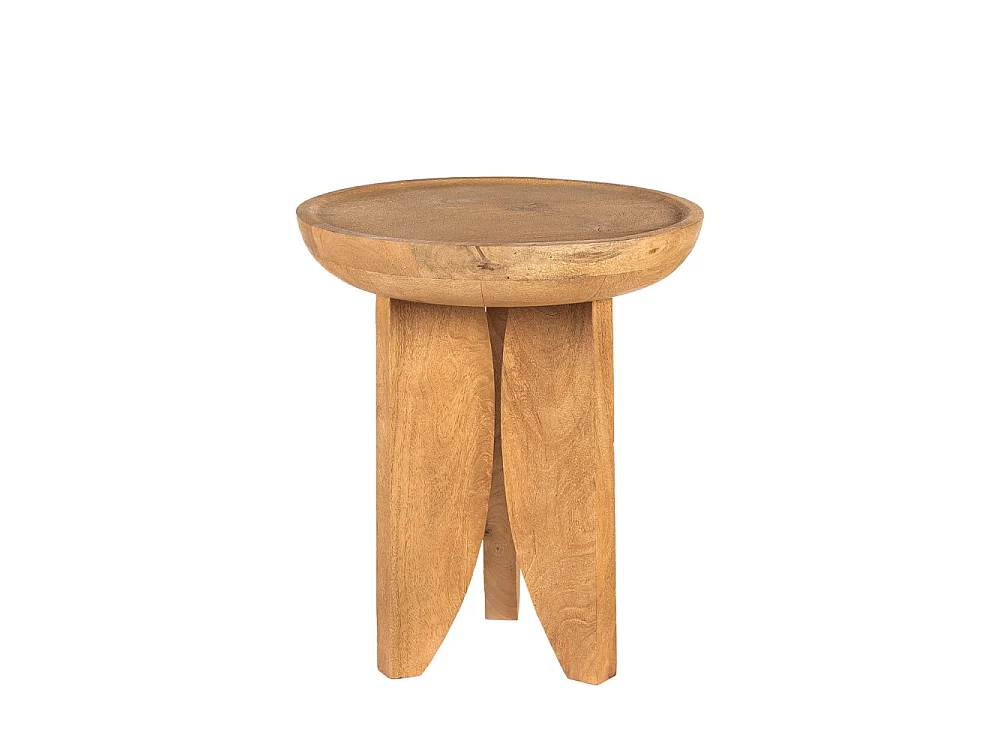 Jepara - Table d'appoint ronde en bois massif ø45cm - Bois clair
