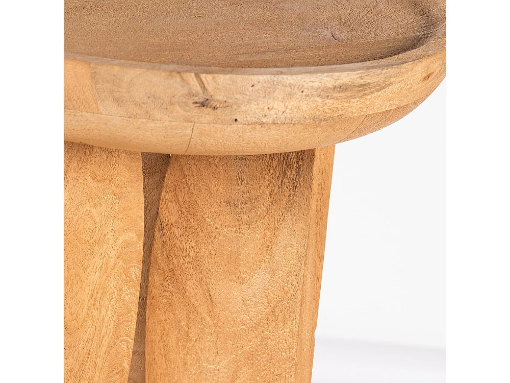 Jepara - Table d'appoint ronde en bois massif ø45cm - Bois clair