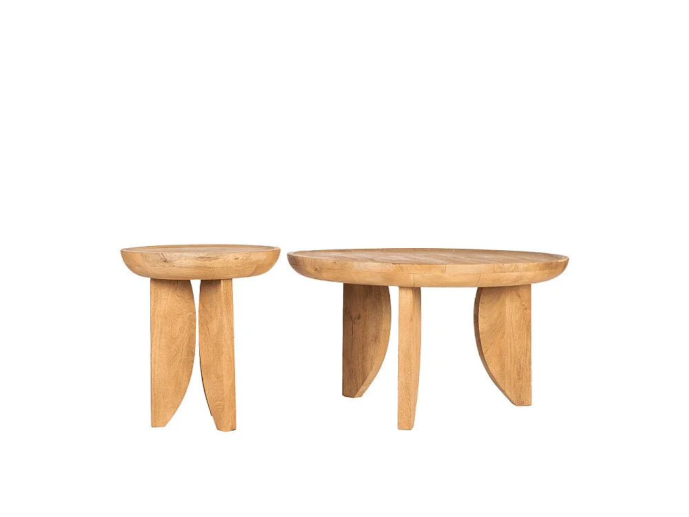 Jepara - Table d'appoint ronde en bois massif ø45cm - Bois clair