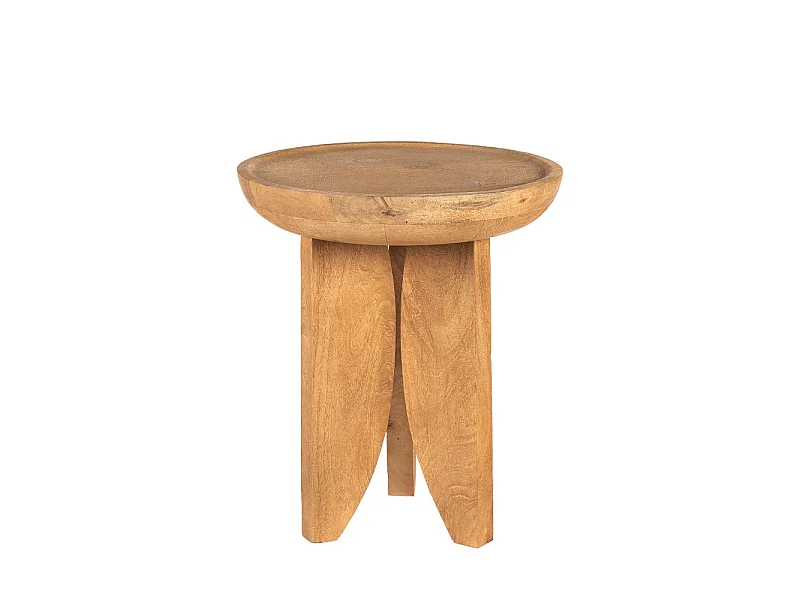 Jepara - Table d'appoint ronde en bois massif ø45cm - Bois clair