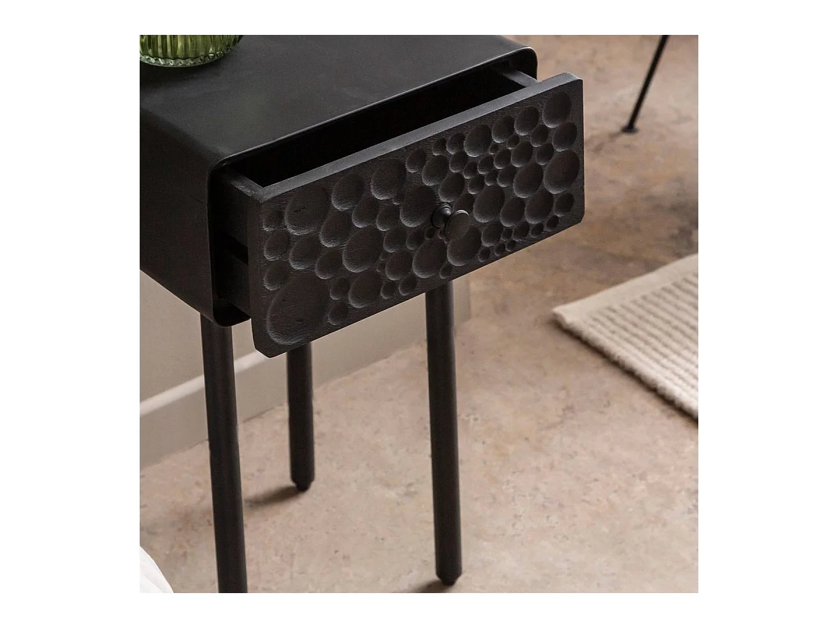 Table de chevet en bois de manguier et métal Liv