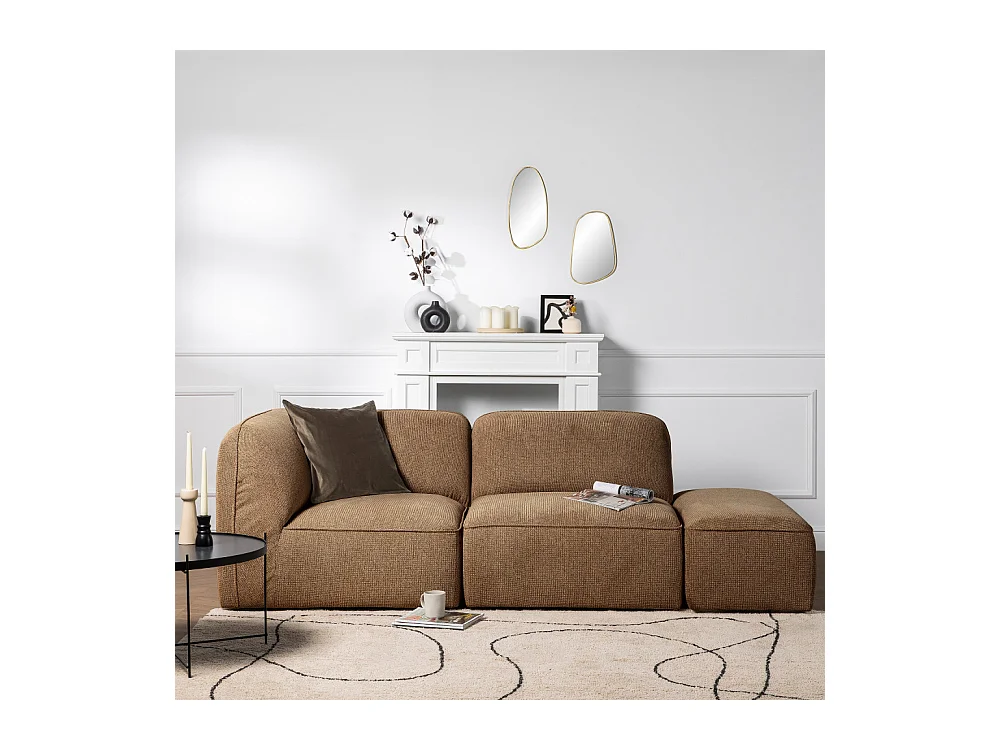 Noor - Angle réversible pour canapé modulable en tissu - Caramel chiné