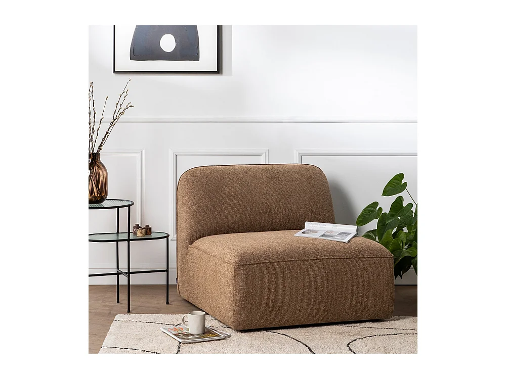 Noor - Chauffeuse pour canapé modulable en tissu - Caramel chiné