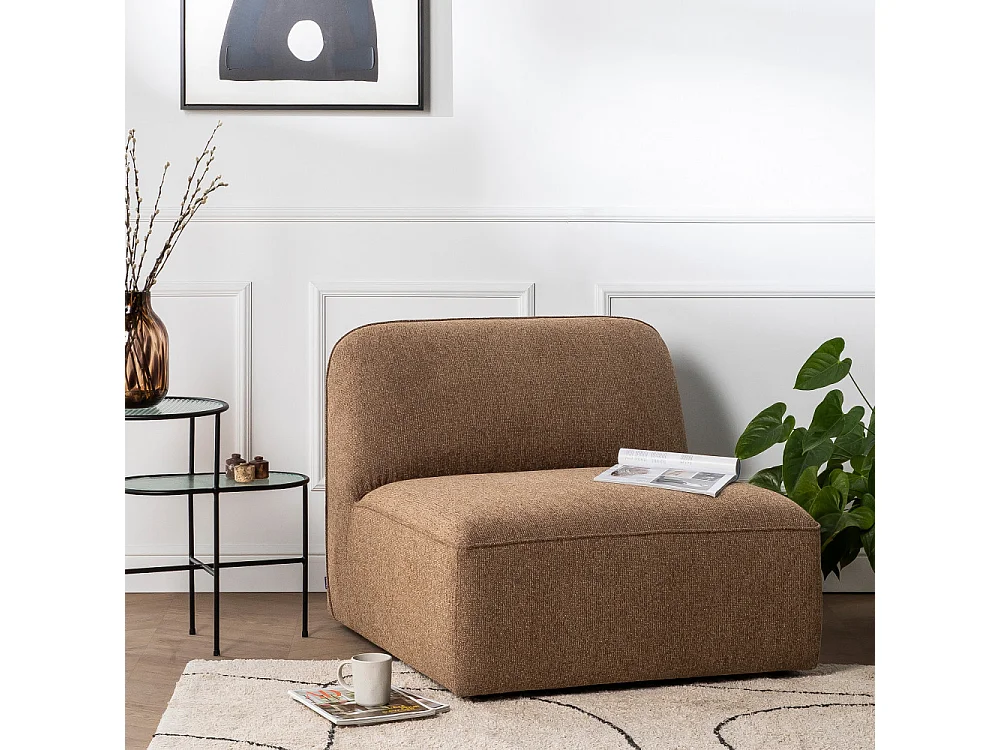 Noor - Chauffeuse pour canapé modulable en tissu - Caramel chiné