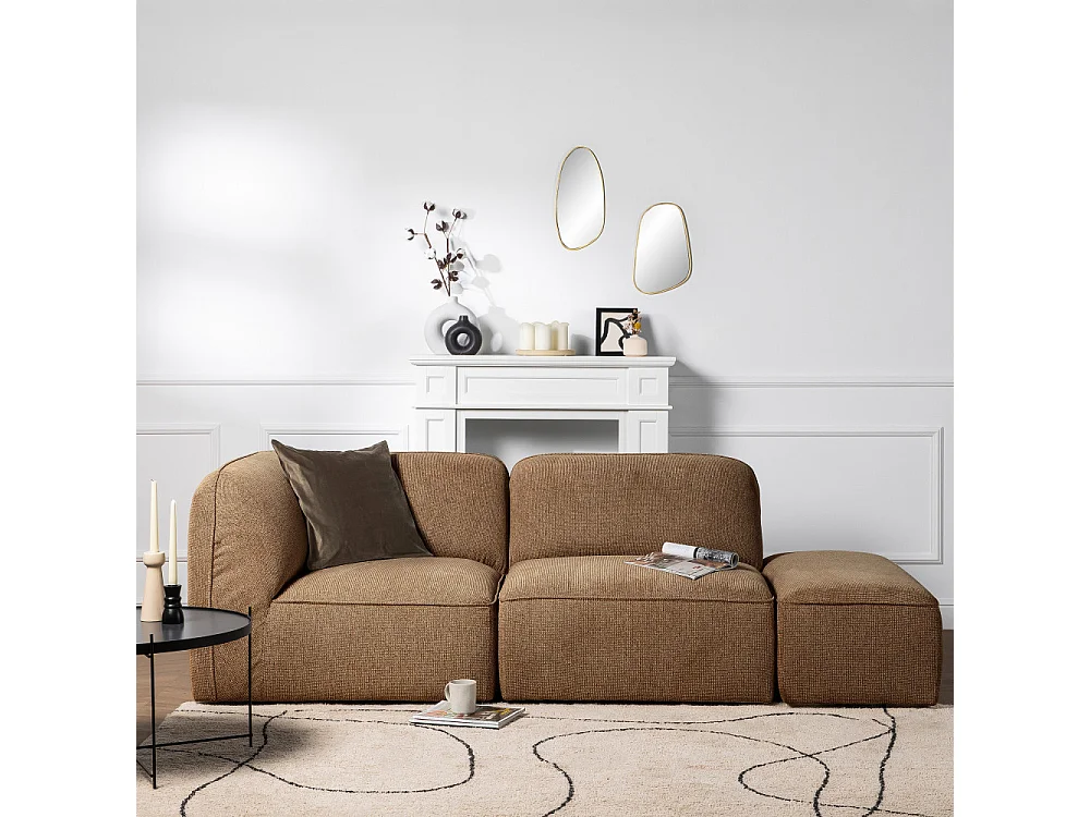 Noor - Chauffeuse pour canapé modulable en tissu - Caramel chiné