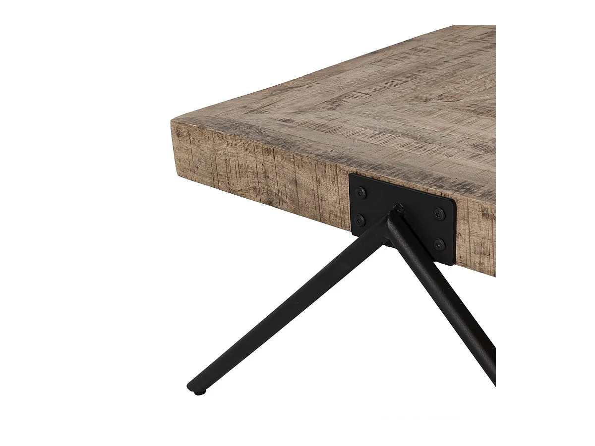 ECAMA - Table Basse Rectangulaire en Bois de Manguier et Métal Noir