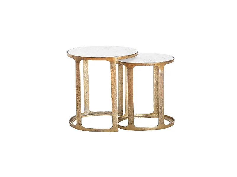 Table basse gigogne en marbre et aluminium Ruben