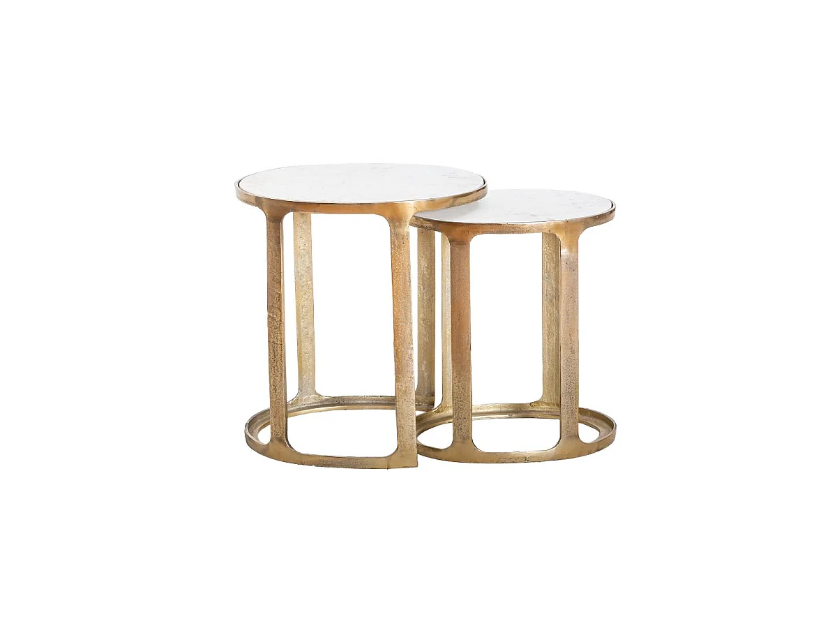 Table basse gigogne en marbre et aluminium Ruben