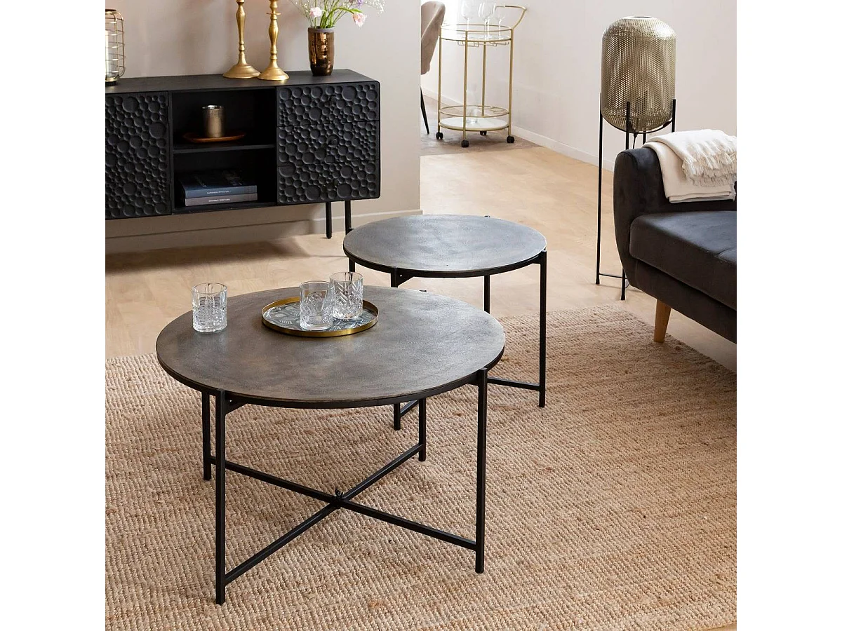 Table basse gigogne en aluminium et métal Quentin