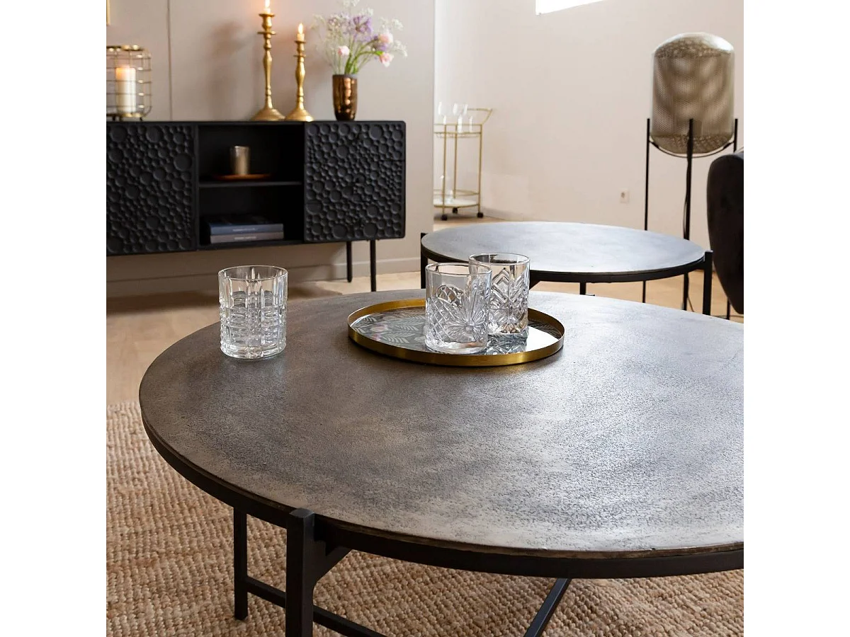 Table basse gigogne en aluminium et métal Quentin