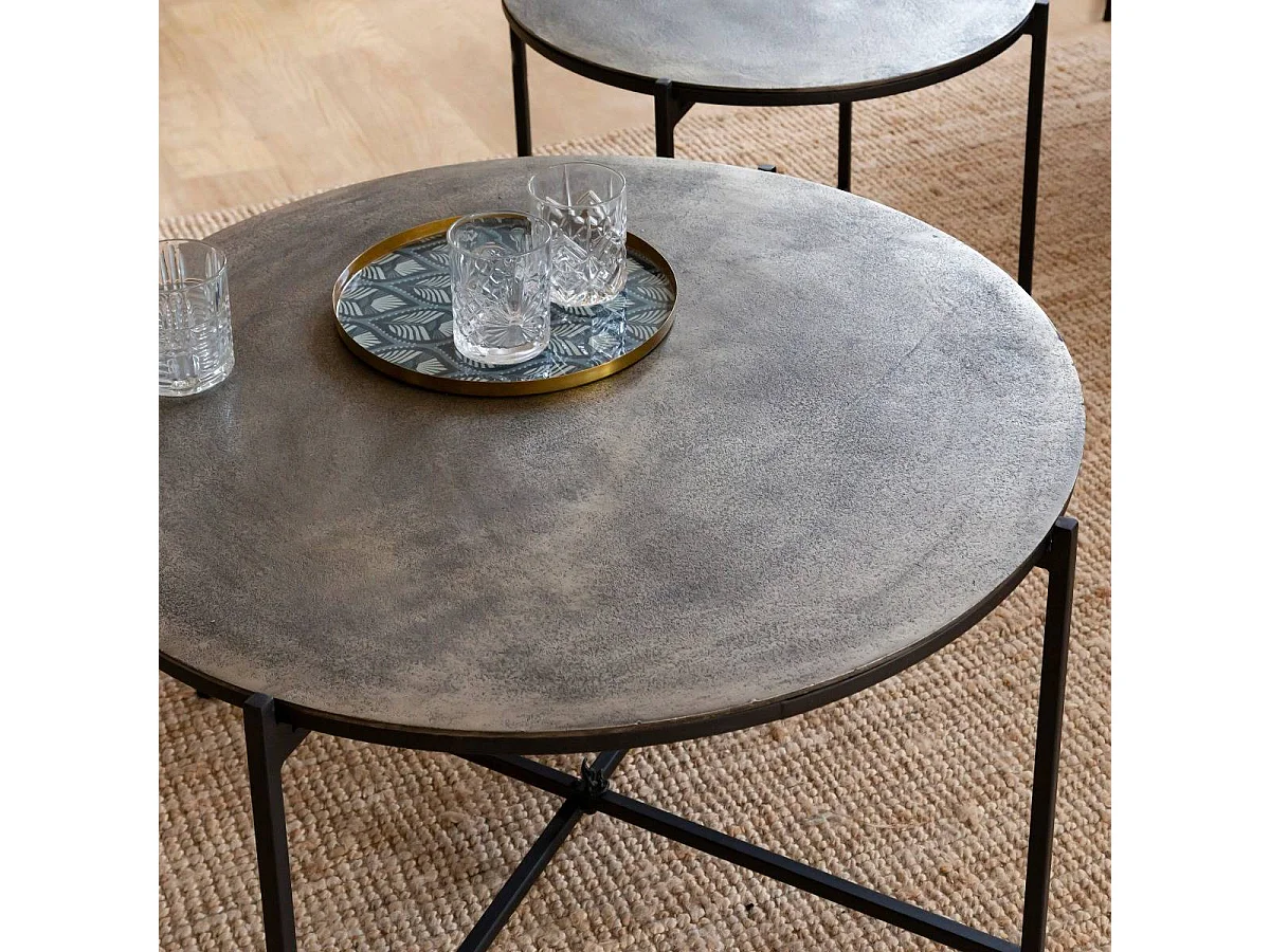 Table basse gigogne en aluminium et métal Quentin