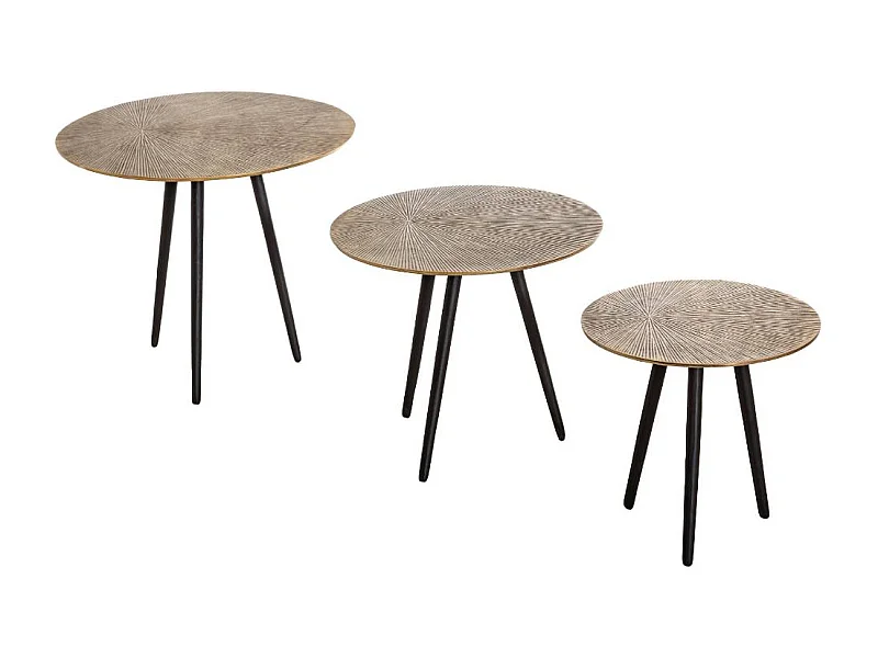 Mesa de centro nido de aluminio Aurèle con tablero brillante y almacenamiento