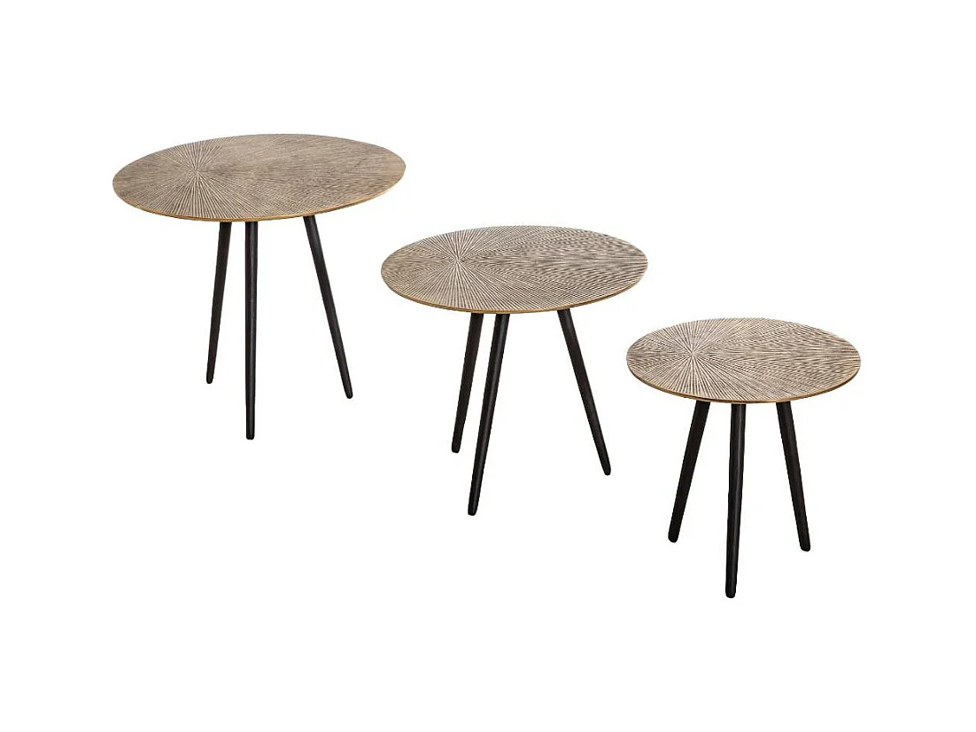 Mesa de centro nido de aluminio Aurèle con tablero brillante y almacenamiento