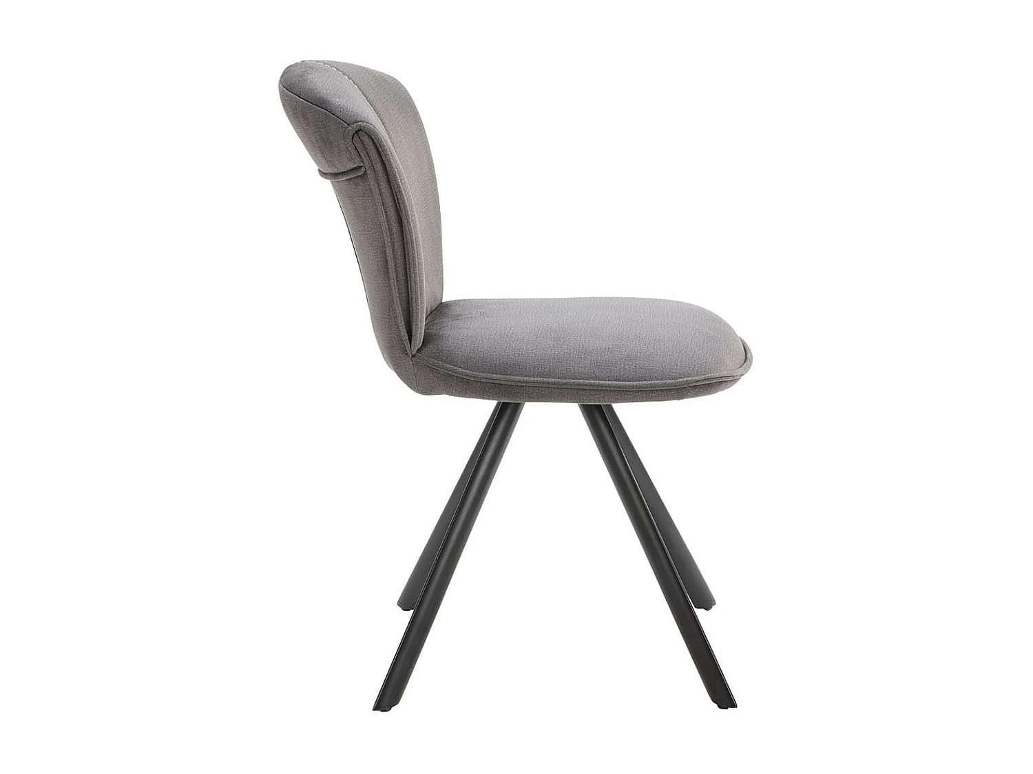 PRESTIA - Lot de 4 Chaises Tissu Gris Anthracite Surpiqué Pieds Métal Noir