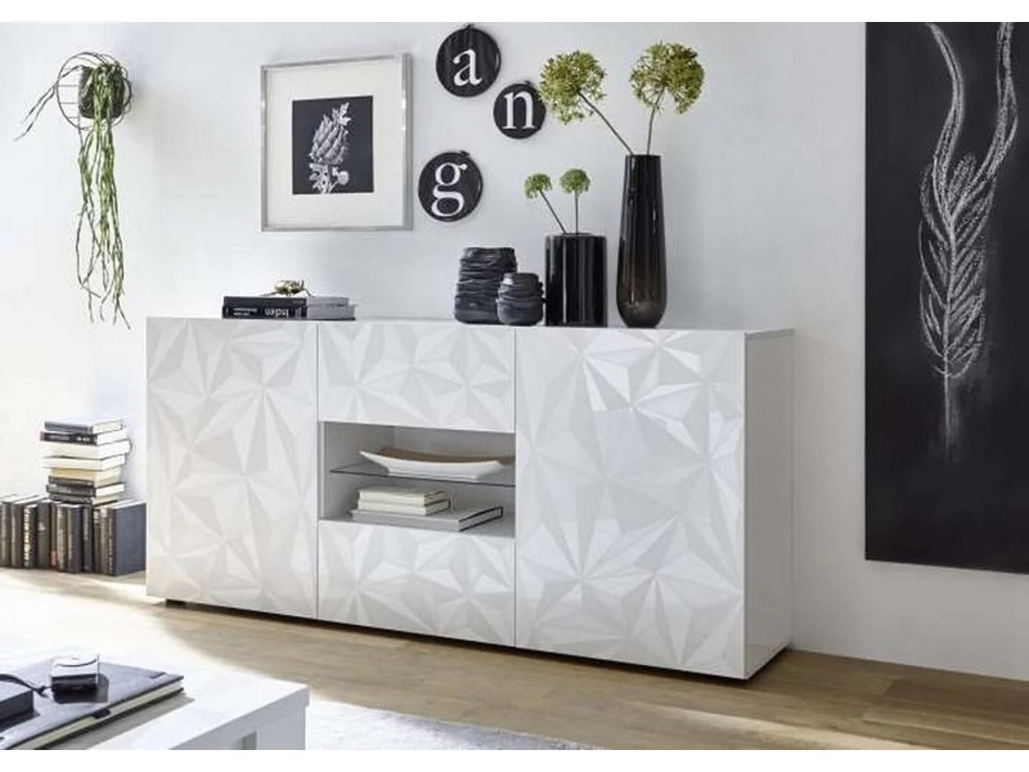 Buffet LUTHER en blanc 181x84x42 cm