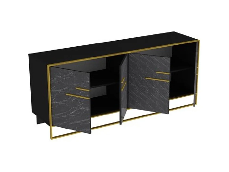 Buffet POLKA noir et doré 180 cm