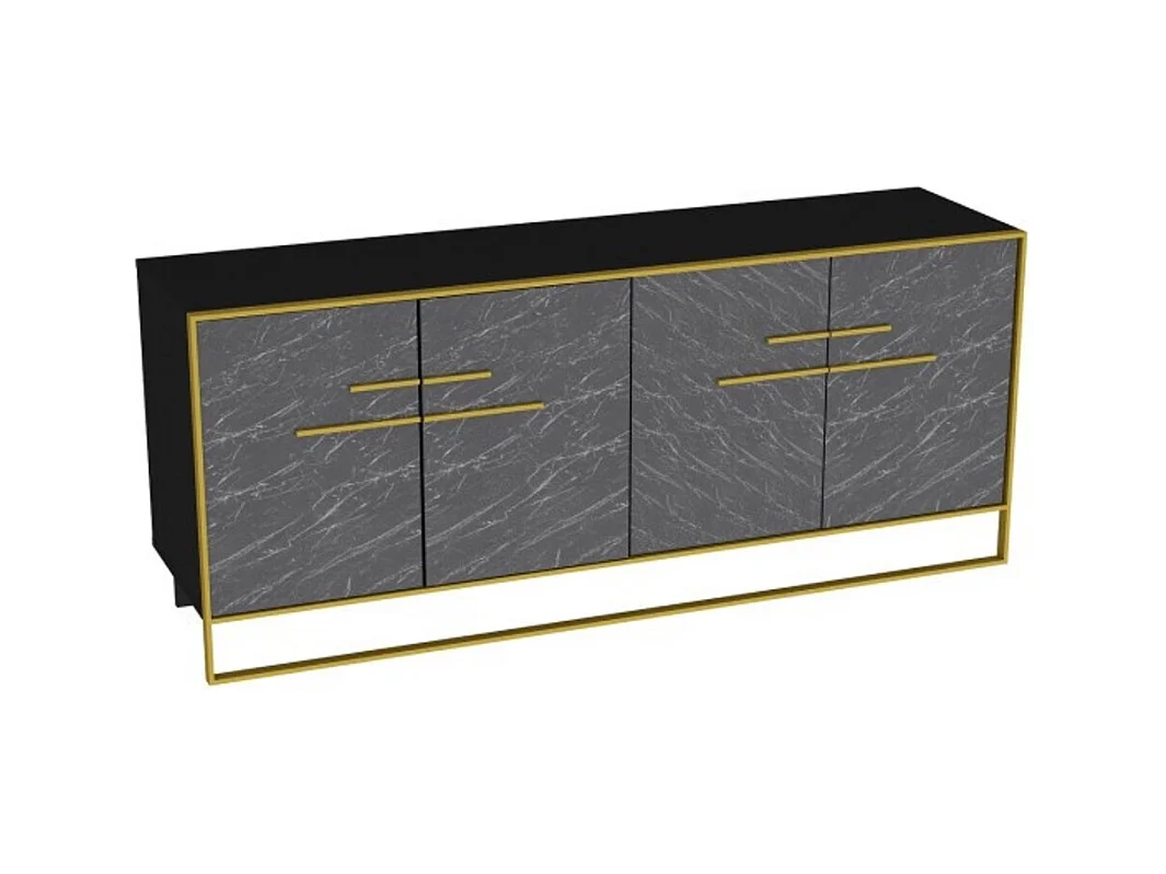 Buffet POLKA noir et doré 180 cm