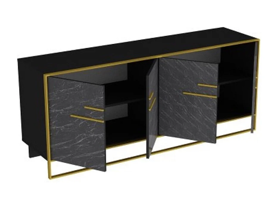 Buffet POLKA noir et doré 180 cm