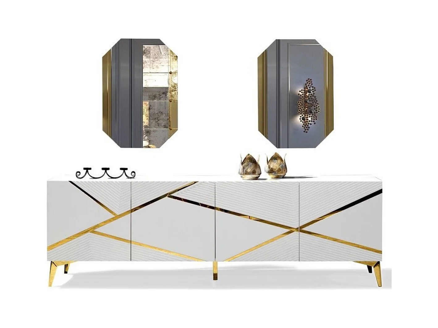 Buffet DIAMOND BLANC 4 portes 220 cm