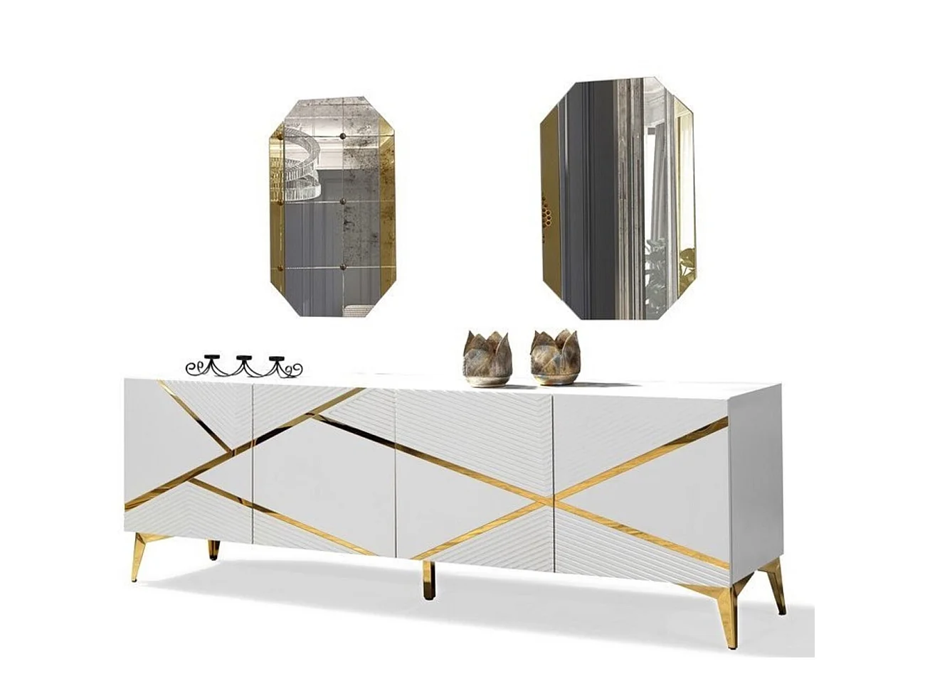 Buffet DIAMOND BLANC 4 portes 220 cm