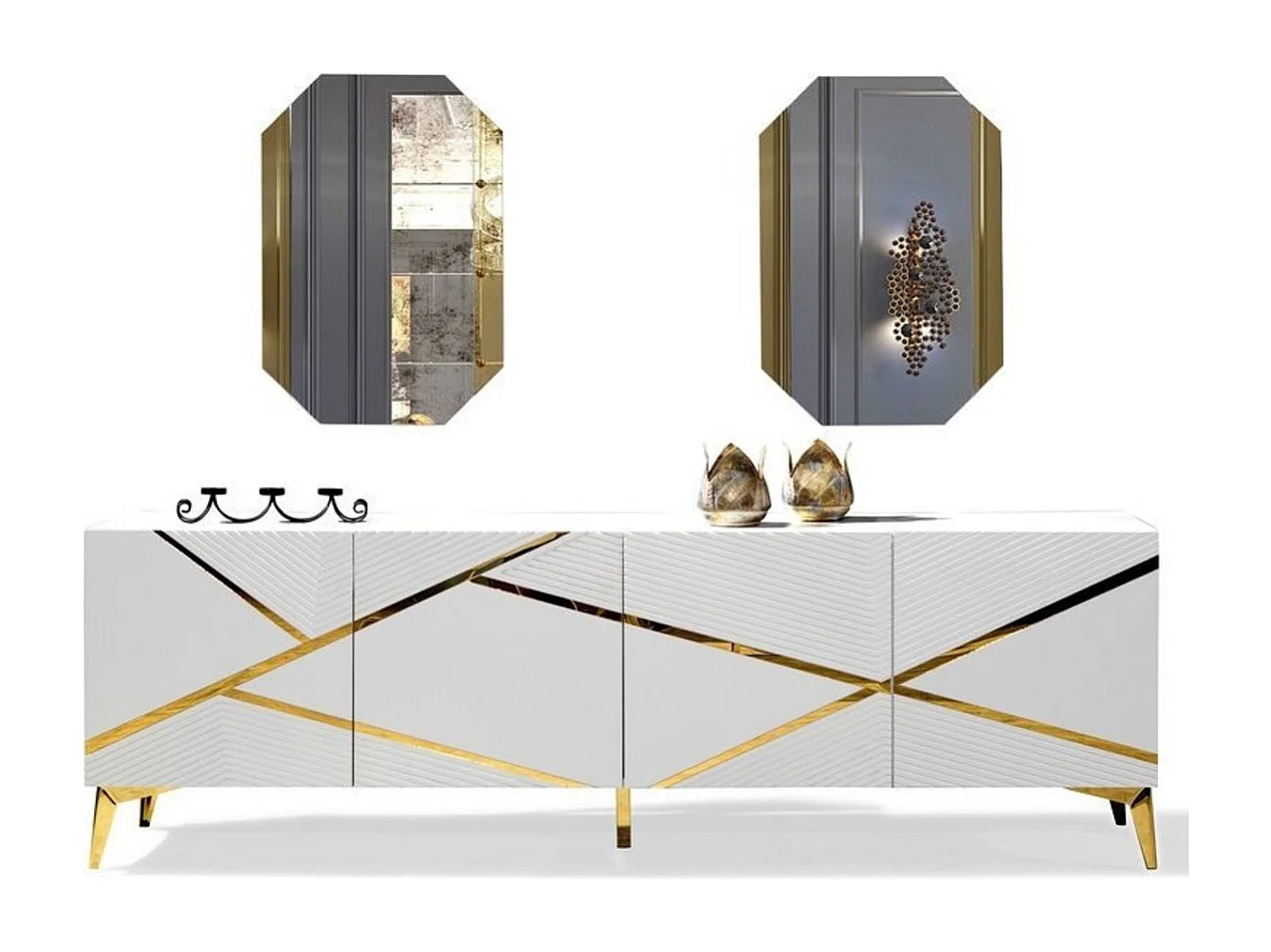 Buffet DIAMOND BLANC 4 portes 220 cm