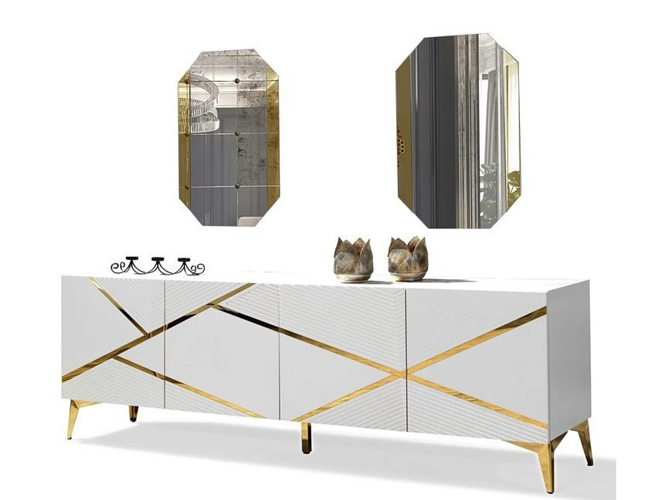 Buffet DIAMOND BLANC 4 portes 220 cm