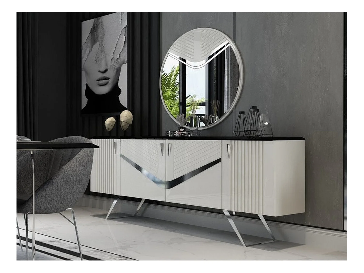 Buffet ANGEL 4portes 207 cm blanc