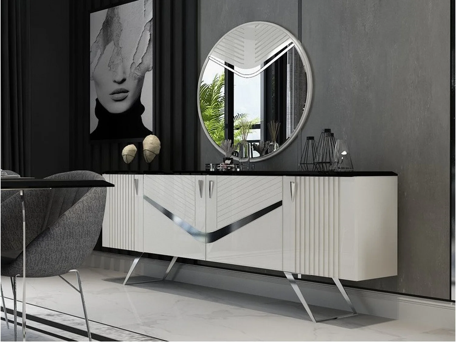 Buffet ANGEL 4portes 207 cm blanc