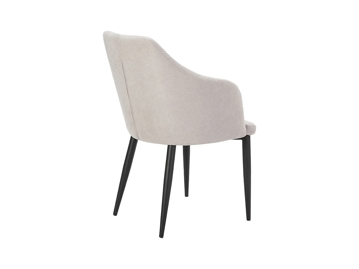 FASCA - Lot de 6 Fauteuils Tissu Gris Clair Surpiqures Verticales Pieds Métal Noir