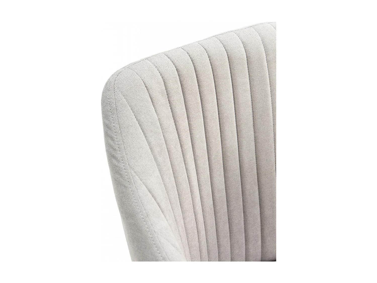 FASCA - Lot de 6 Fauteuils Tissu Gris Clair Surpiqures Verticales Pieds Métal Noir