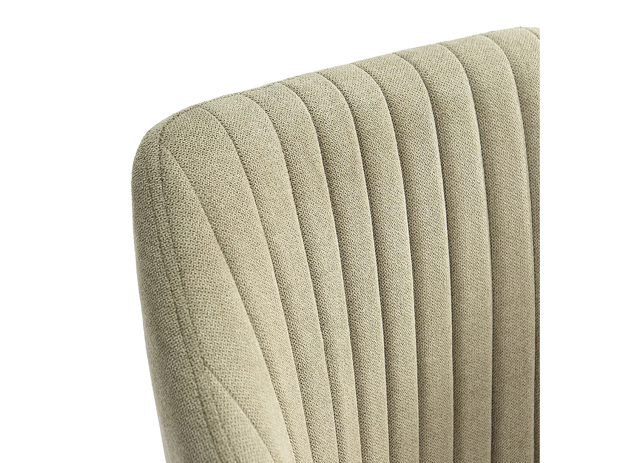 FASCA - Lot de 6 Fauteuils Tissu Vert Surpiqures Verticales Pieds Métal Noir