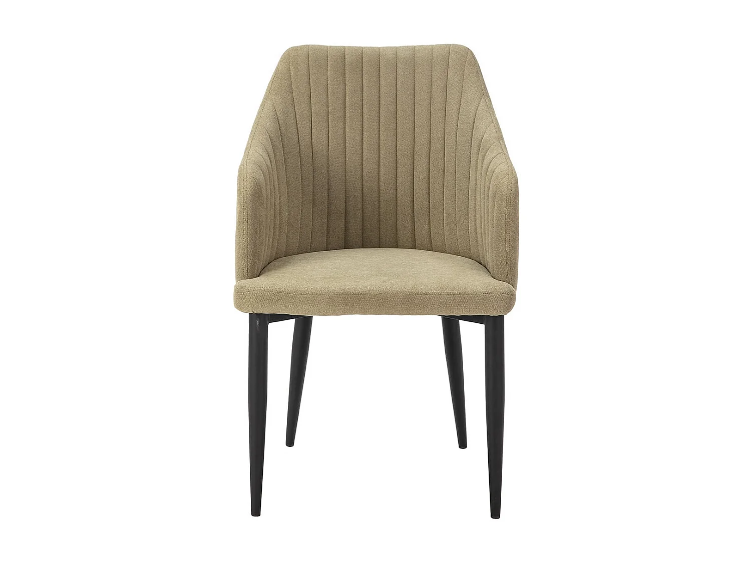 FASCA - Lot de 6 Fauteuils Tissu Vert Surpiqures Verticales Pieds Métal Noir