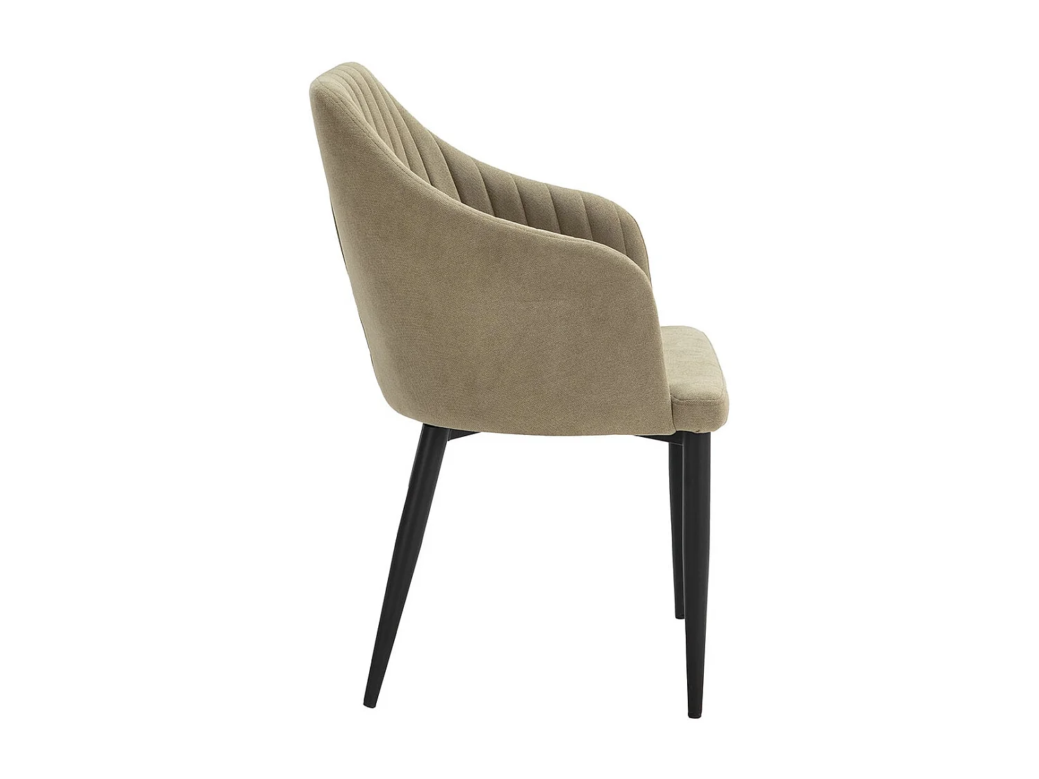 FASCA - Lot de 6 Fauteuils Tissu Vert Surpiqures Verticales Pieds Métal Noir