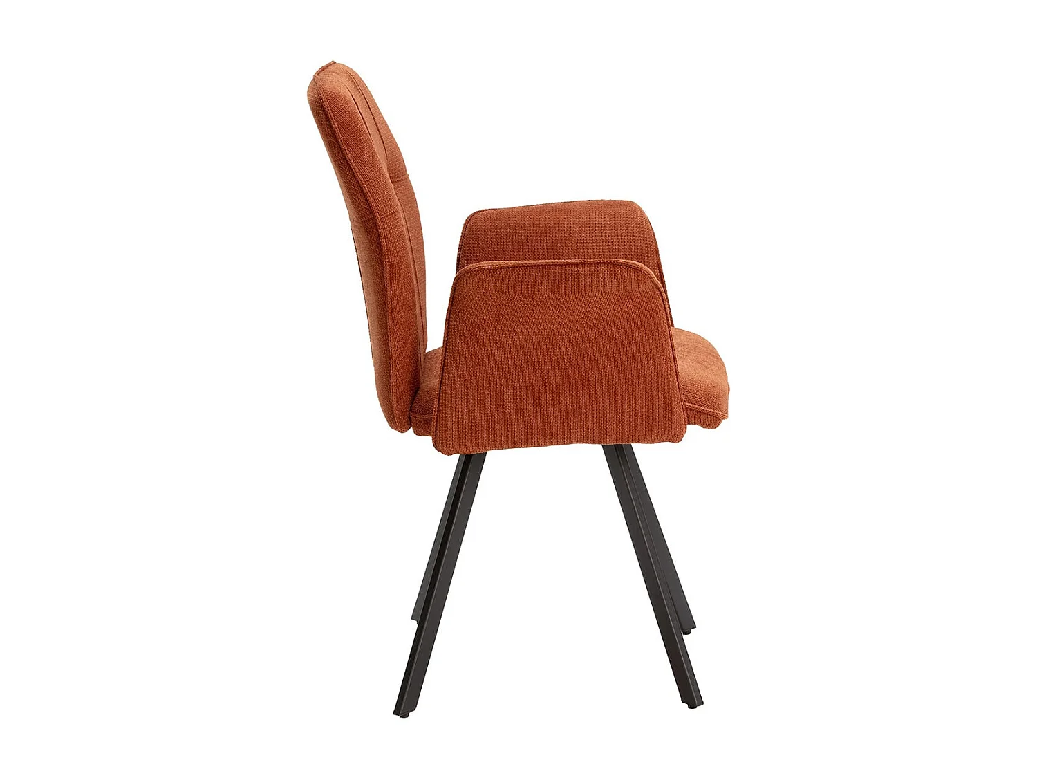 SELMA - Lot de 6 Fauteuils Tissu Marron Effet Tricoté Pieds Métal Noir